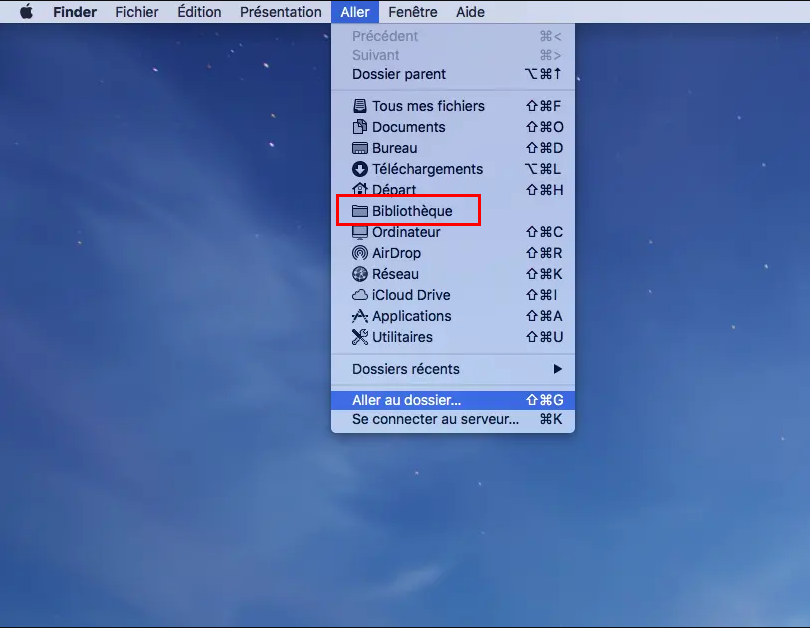 ouvrir la bibliothèque sur Mac