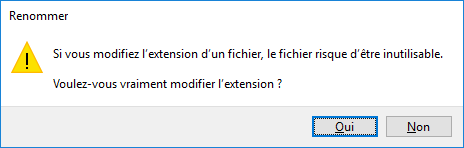 confirmer à modifier l'extension