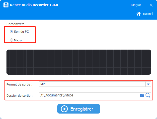 paramètres de l'enregistrement pour extraire le son d'une vidéo