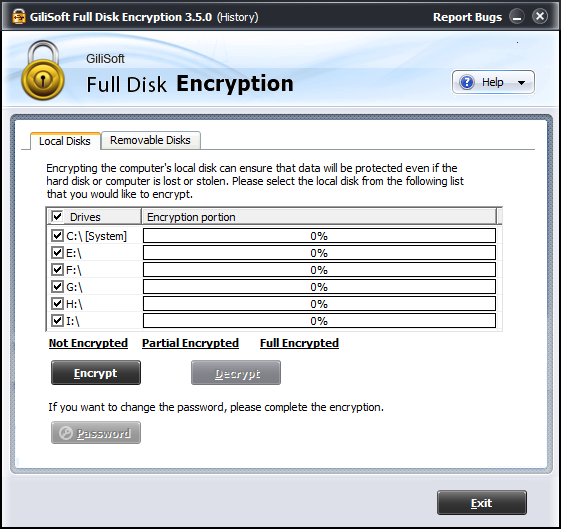 GiliSoft Full Disk Encryption pour crypter le disque dur