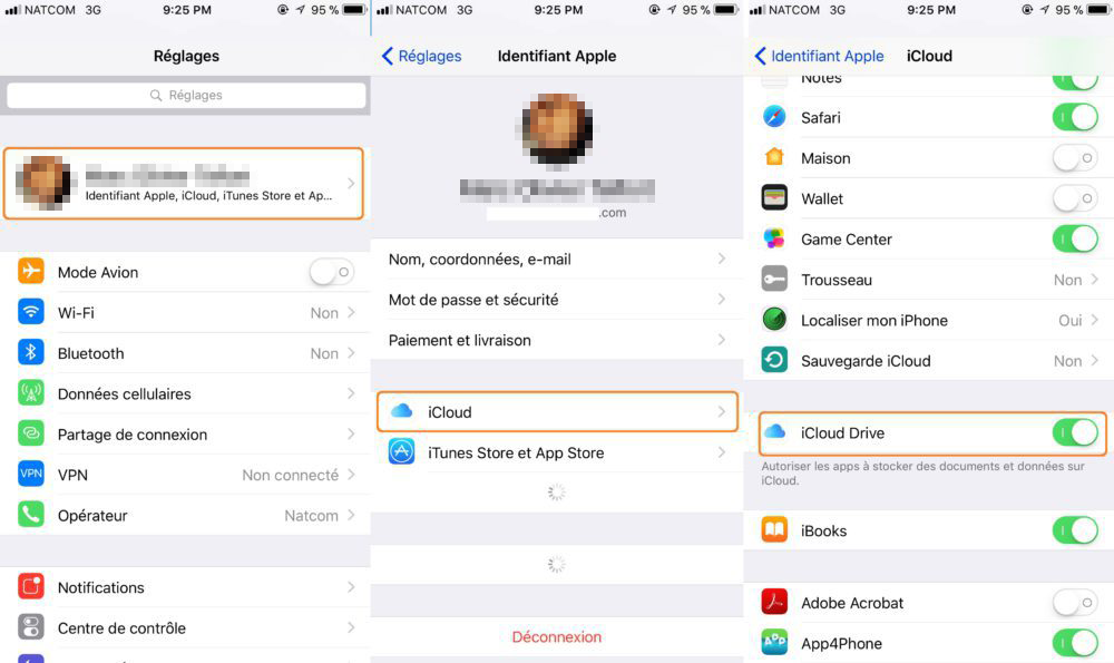 ouvrir iCloud Drive sur iPhone