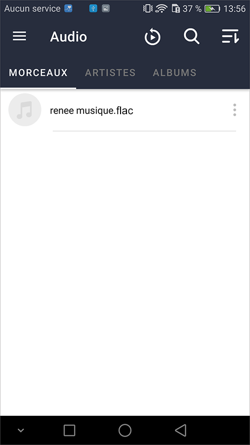 transférer le fichier flac sur le mobile Android