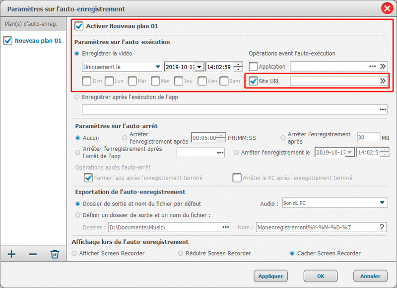 l'enregistrement automatique