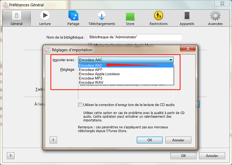 l'encodeur AAC de iTunes