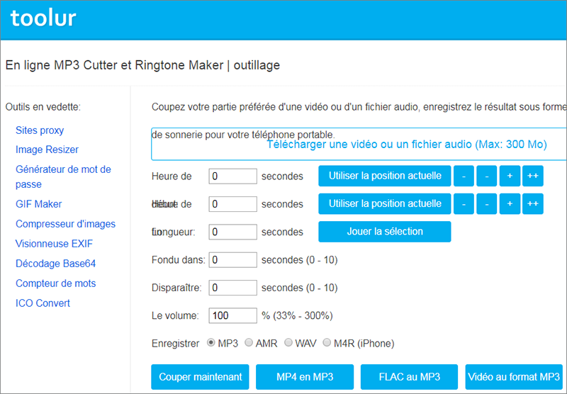 couper une partie d'une musique avec Toolur MP3 cutter