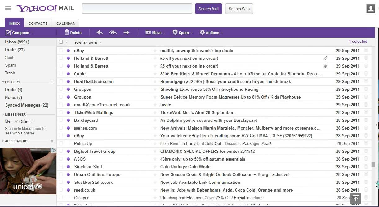 boîte mail de Yahoo