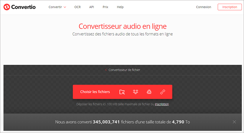 convertir wav en m4a en ligne avec Convertio