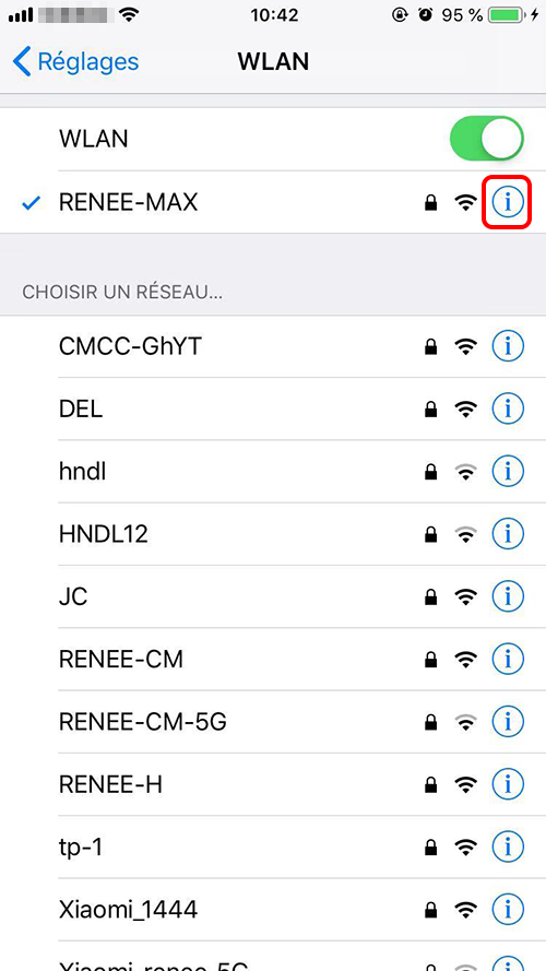 vérifier les informations du WiFi connecté