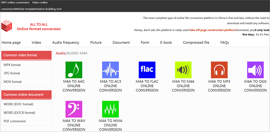 convertir m4a en wav sur le site Alltoall en ligne