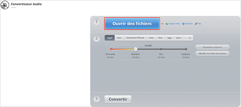 ajouter un fichier WAV sur le site Audioconverter