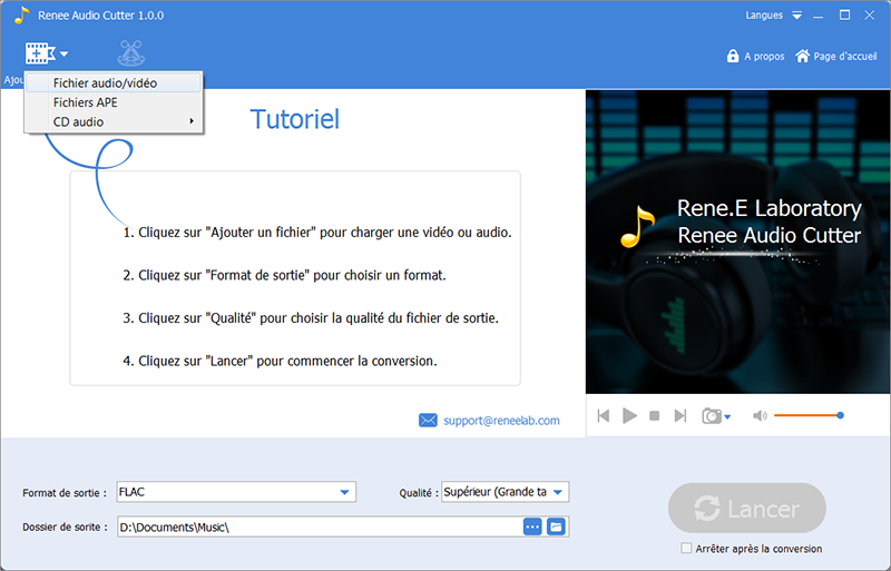 ajouter le fichier MP3 à couper sur Renee Audio Tools