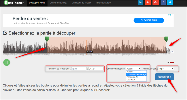 couper MP3 avec Audiotrimmer