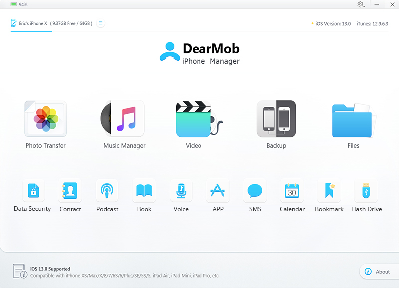 DearMob pour transférer les fichiers d'appareil iOS