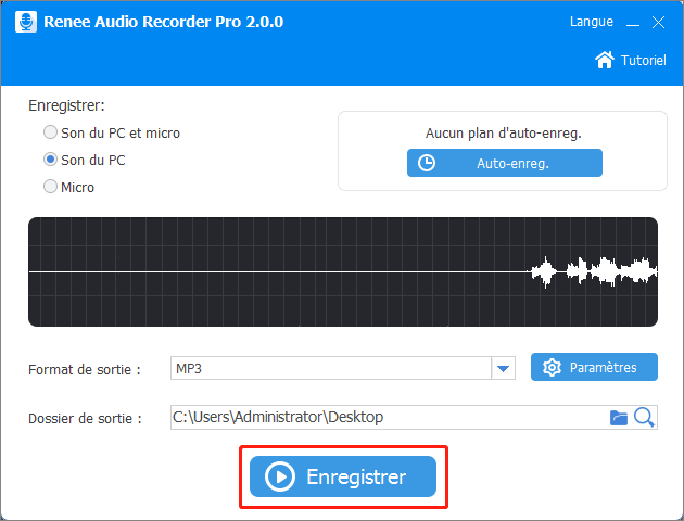 cliquer sur Enregistrer pour commencer à enregistrer l'audio