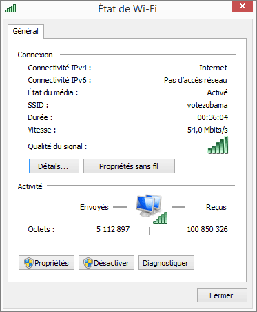 cliquer sur Propriétés sans fil