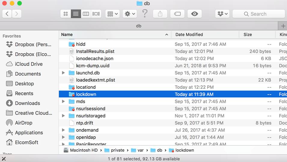 ouvrir le dossier lockdown sur Mac