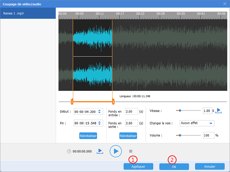 cliquer sur Appliquer er OK une fois l'édition terminée