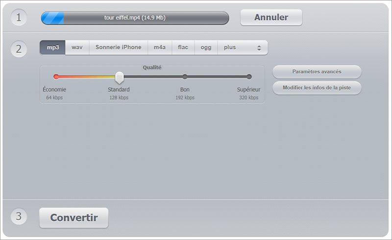 convertir la vidéo en MP3 sur le site Audio Converter