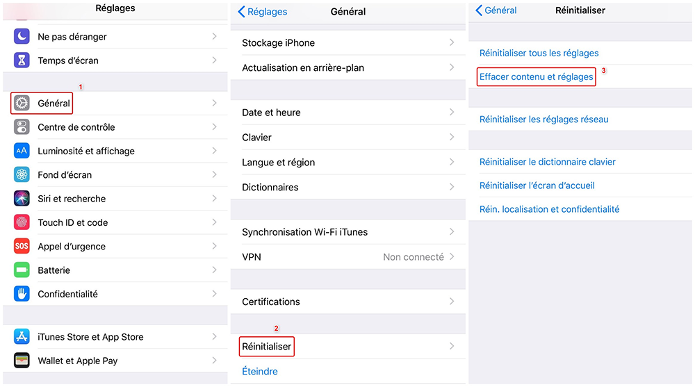 effacer le contenu et les réglages sur iPhone