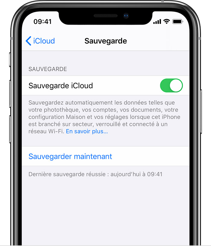 sauvegarder les données sur iCloud