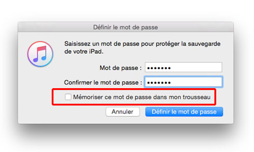 Mémoriser ce mot de passe dans mon trousseau