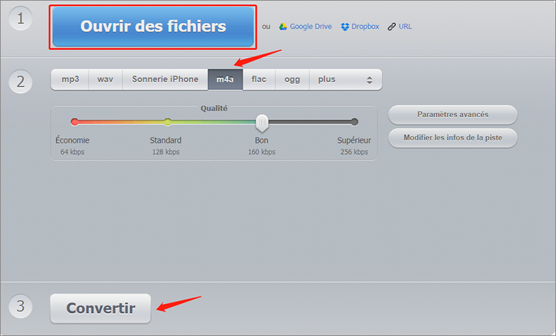 convertir l'audio WAV en M4A sur Audioconverter