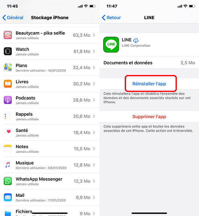 réinstaller les applications sur iPhone