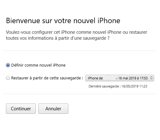 configurer l'iPhone