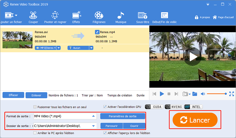 convertir le fichier vidéo en MP4 avec Renee Video Editor Pro