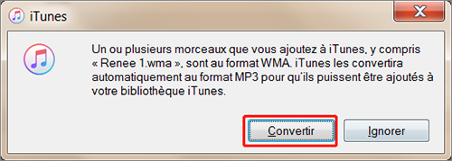 cliquer sur Convertir pour terminer la conversion du fichier WMA en MP3