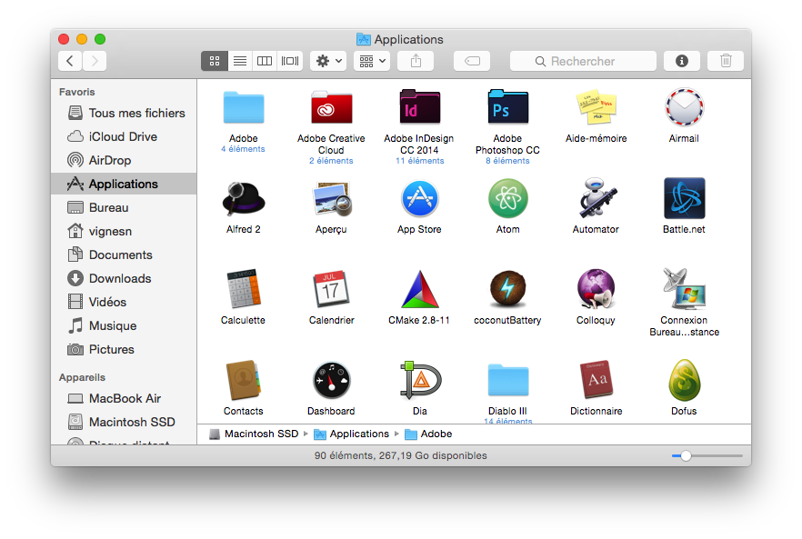 dossier d'Applications dans Mac
