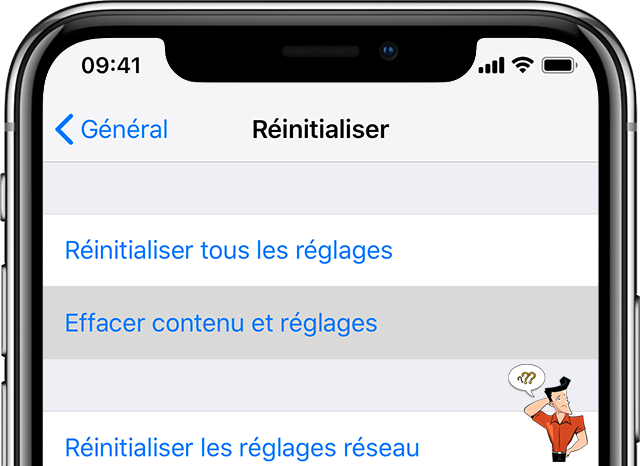 effacer contenu et réglages de l'iPhone