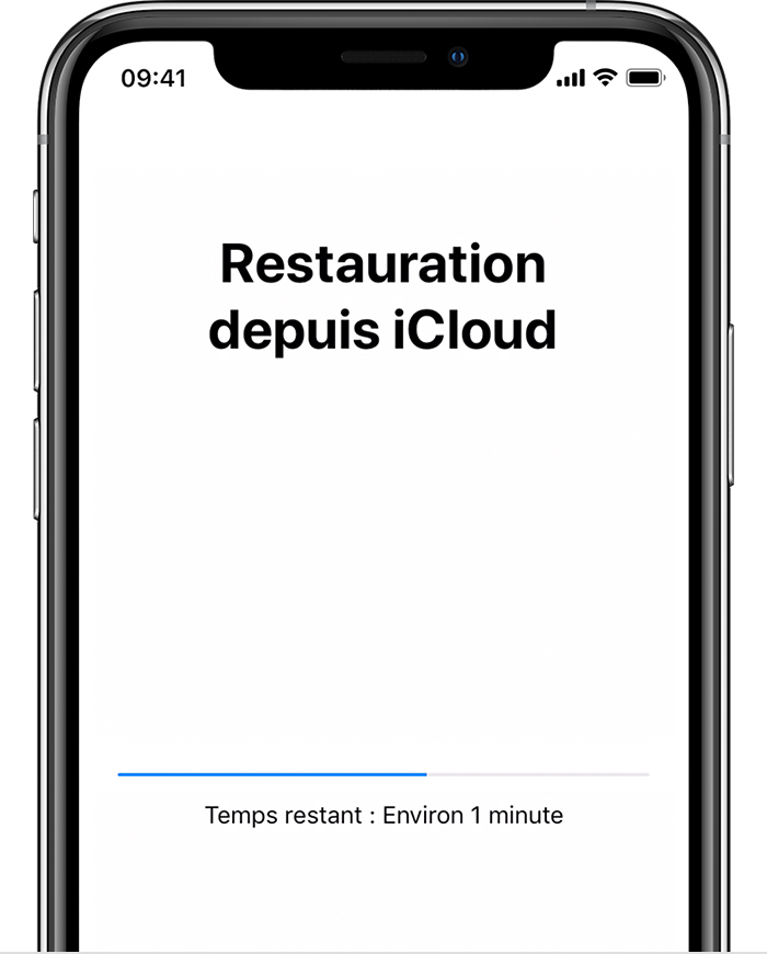 attendre la restauration depuis iCloud