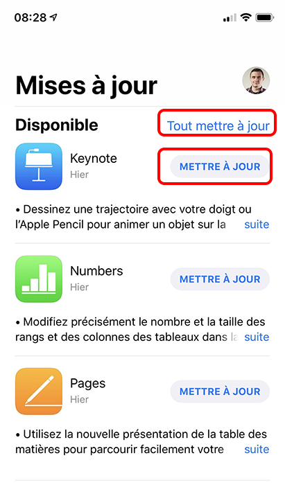 mettre à jour les applications