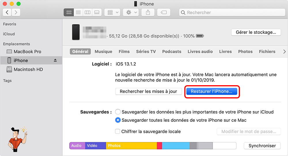 restaurer les données depuis iTunes