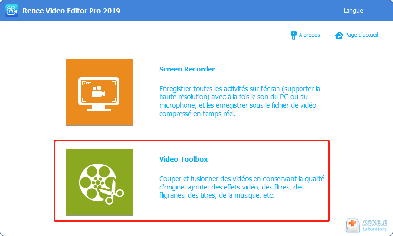 sélectionner la fonction Video ToolBox