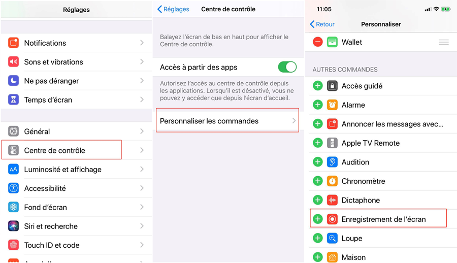 effectuer sur ios12 l'enregistrement d'écran