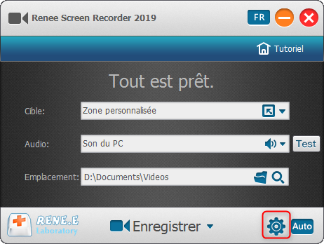 ajuster les paramètres en cliquant sur le bouton