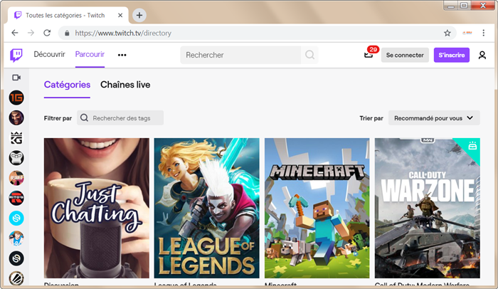 regarder les vidéos en direct sur Twitch