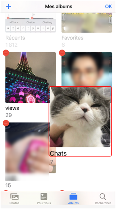 trier les albums de photo iPhone