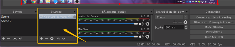 ajouter Capture d'écran sur le logiciel OBS