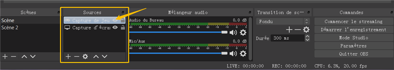 ajouter Capture de Jeu sur le logiciel OBS