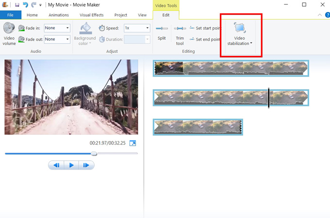 stabiliser une vidéo avec Windows movie maker