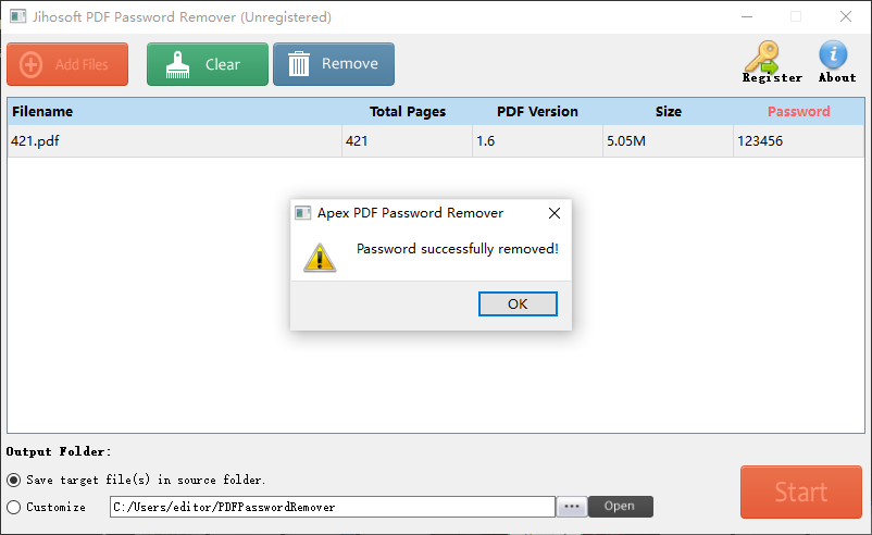 enlever le mot de passe avec PDF Password Remover