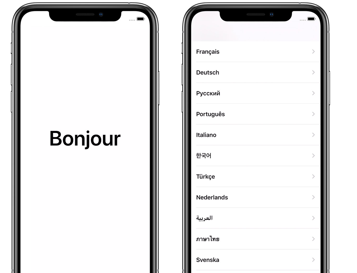 interface de langue sur iPhone