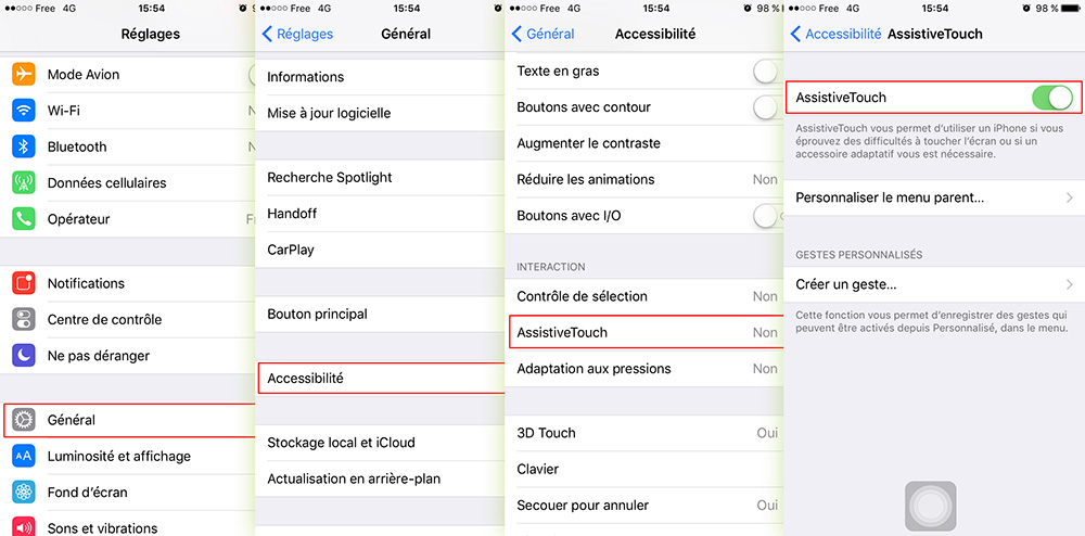 activer AssistiveTouche sur iPhone