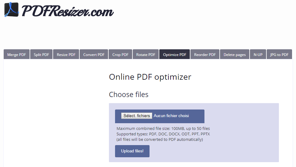 compresser le fichier PDF avec PDFResizer