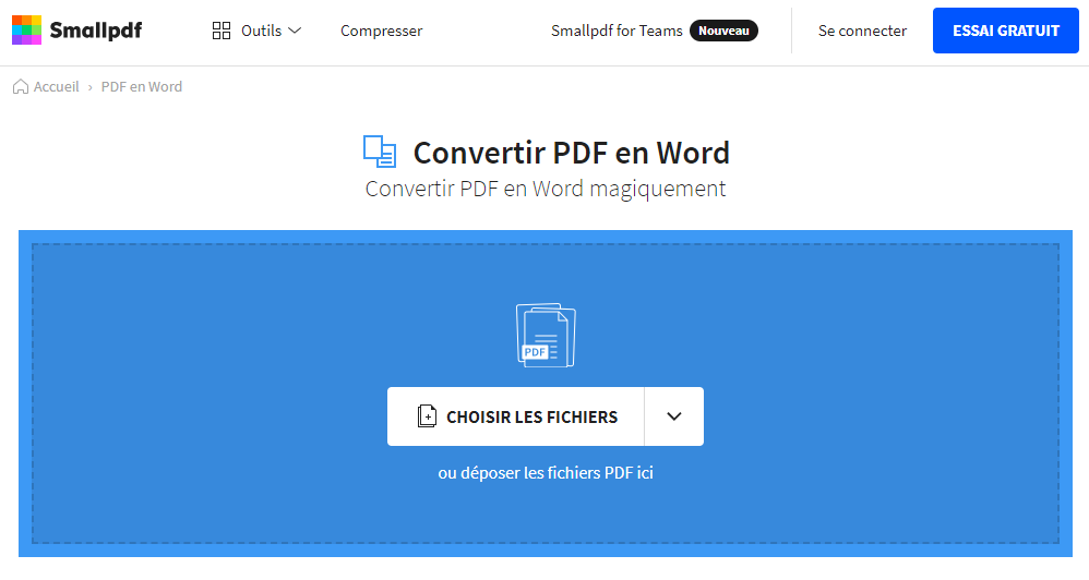 convertir PDF en Word avec Smallpdf