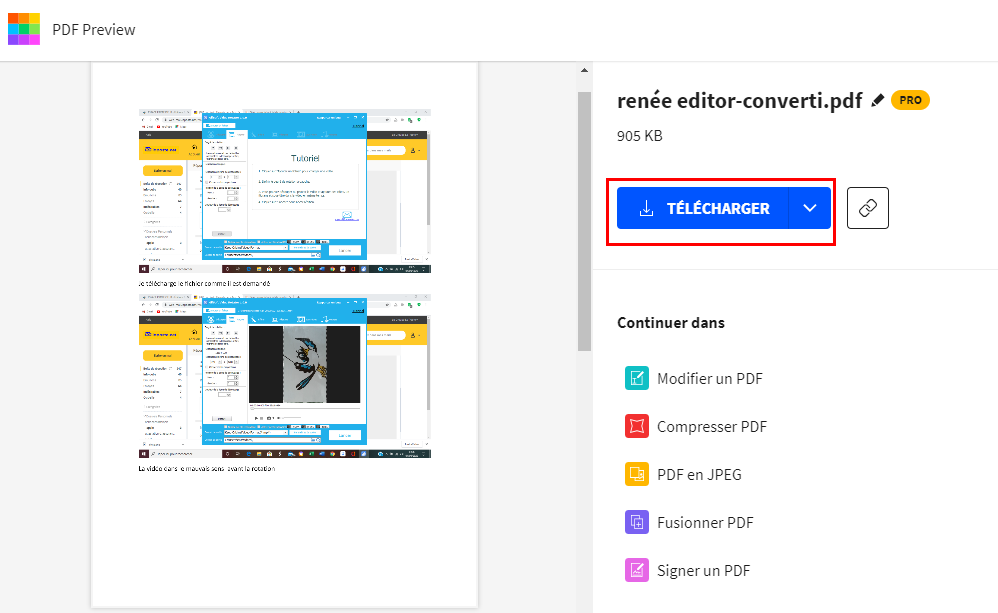 télécharger le fichier converti