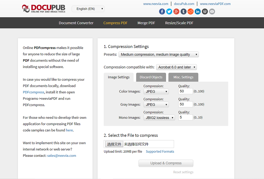 Docupub pour compresser un document PDF